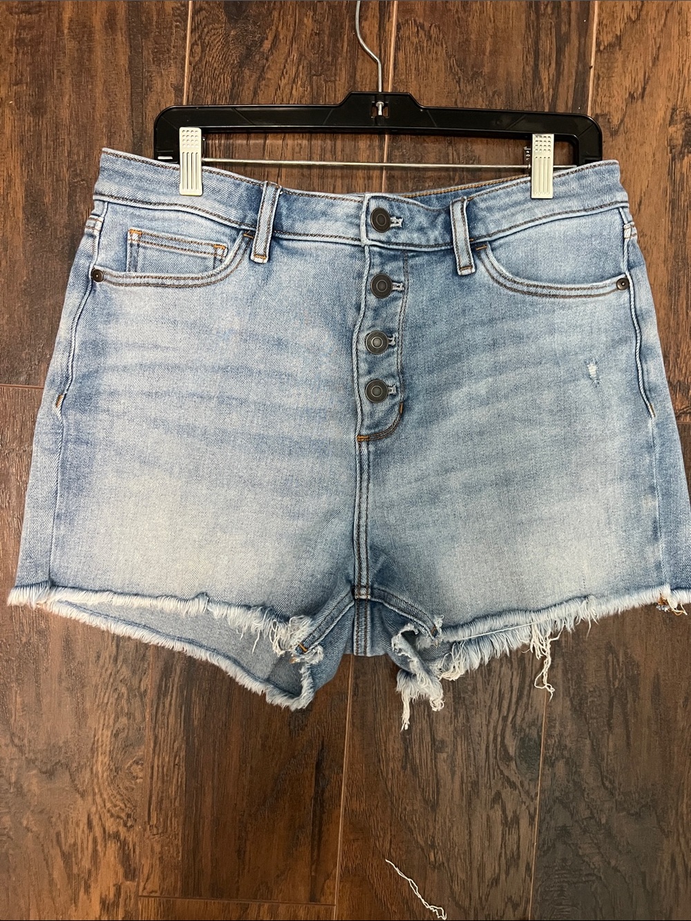 Light Blue High-Rise Lauren Conrad size 12 Denim Shorts with Frayed Hem